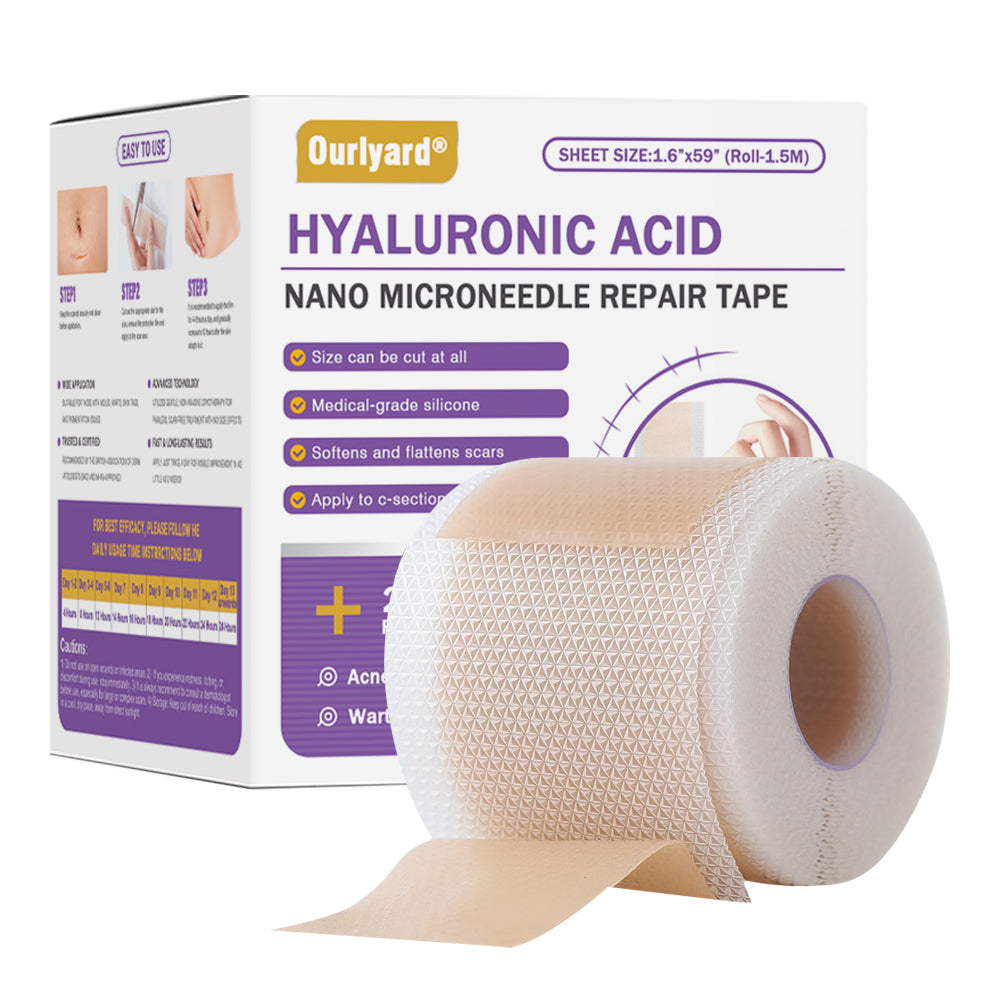 ✅Official Store |Ourlyard® Hyaluronic Acid Nano Microneedle Repair Tape🏥(Treatment of old and new scars, reduction of surgical scars, stretch marks, keloids, acne, burns, warts, dermatomes and varicose veins)